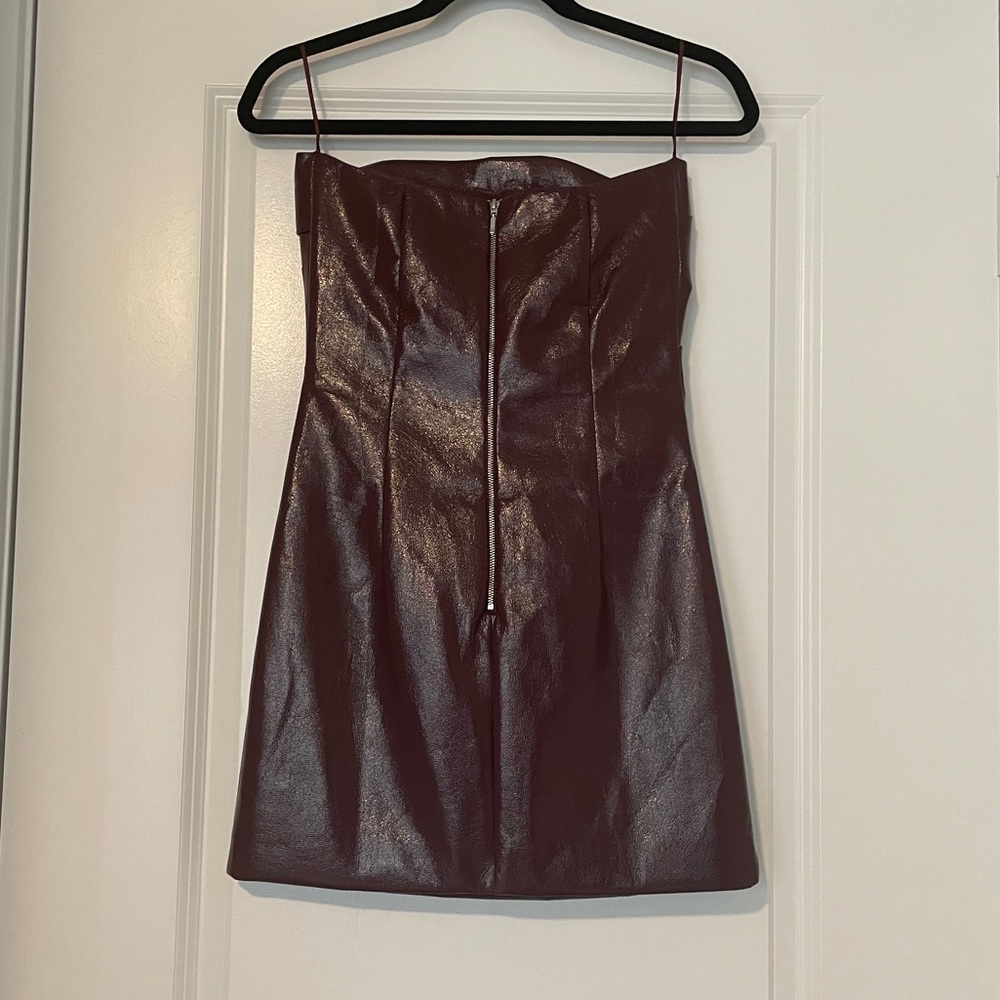 Skylar and Madison Leather Burgundy Mini Dress - Picture 4 of 6